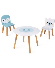 Детски комплект Janod - Mаса с 2 стола, с полярни мотиви