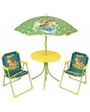 Детски градински комплект Fun House - Маса със столчета и чадър, Jurassic World