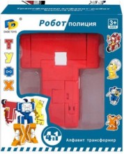 Детска играчка 4 в 1 Raya Toys - Алфавит трансформер, Робот полиция, Буква Т -1