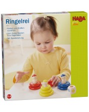 Детска дървена игра за нанизване Нabа - Цветни рингове -1