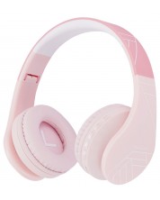 Детски слушалки с микрофон PowerLocus - P1, безжични, розови -1