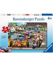 Детски пъзел Ravensburger от 60 части - Рали на състезателна писта