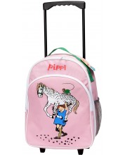 Раница за детска градина с колелца Pippi - Пипи и любимия кон, розова