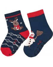 Детски чорапи с бутончета Sterntaler - Коледа, 2 чифта, 17/18, 6-12 месеца