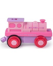 Детска играчка Bigjigs - Локомотив, с батерии, розов