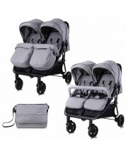 Детска количка за близнаци Lorelli - Duo, Cool grey