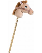 Детска играчка Heunec - Плюшен кон на пръчка, бежов, 75 cm -1