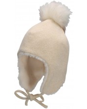 Детска зимна шапка с помпон Sterntaler - За момичета, 49 cm, 12-18 м, екрю -1