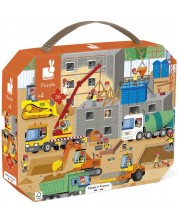 Детски пъзел в куфар Janod - Строителна площадка, 36 части -1