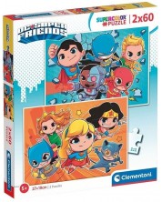 Детски пъзел Clementoni от 2 x 60 части - DC Comics: Super Friends -1