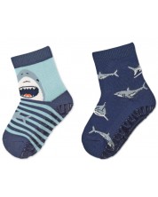 Чорапи със силиконова подметка Sterntaler - С акули, 17/18 размер, 6-12 месеца, 2 чифта -1