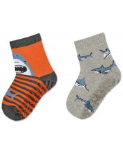 Чорапи със силиконова подметка Sterntaler - С акули, 27/28 размер, 4-5 години, 2 чифта