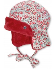 Зимна шапка ушанка Sterntaler - 45 cm, 6-9 месеца, бяло-червена -1