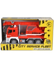 Детска играчка Moni Toys - Камион с кран и кука, червен, 1:12