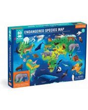 Детски пъзел Mudpuppy от 80 части - Застрашените видове по света -1