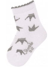 Детски чорапи Sterntaler - С коронки, 19/22 размер, 12-24 месеца, бели