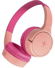 Детски слушалки с микрофон Belkin - SoundForm Mini, безжични, розови -1