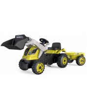 Детски трактор с педали и лопата Smoby Farmer XL - С ремарке, зелен -1