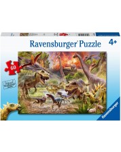 Детски пъзел Ravensburger от 60 части - Битката на динозаврите -1