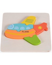 Детски дървен пъзел Moni Toys - Самолет, 5 части -1
