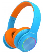 Детски слушалки PowerLocus - PLED, безжични, сини/оранжеви -1