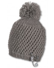 Детска плетена шапка с помпон Sterntaler - 51 cm, 18-24 месеца, сива -1