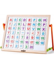 Детска магнитна дъска Woody - С буквички, цифри и две лица