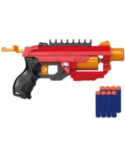 Детска играчка Raya Toys Soft Bullet - Автомат с 8 меки патрона, червен -1