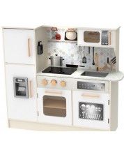 Детска дървена кухня Classic World - С хладилник, бяла -1