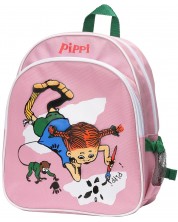 Раница за детска градина Pippi - Пипи Дългото чорапче рисува, розова -1