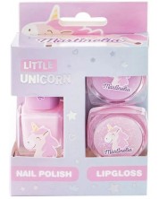 Детски козметичен комплект Martinelia - Little Unicorn, лак за нокти и гланц -1