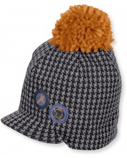 Детска шапка с пискюл и козирка Sterntaler - 51 cm, 18-24 месеца, тъмносива -1