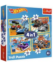 Детски пъзел Trefl 4 в 1 - Автомобили Hot Wheels -1