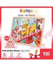 Детски дървен пъзел Toi World - Пожар в цирка, 48 части -1