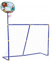 Детски комплект 2 в 1 GT - Баскетболен кош и футболна врата с топки -1