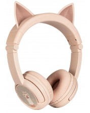 Детски слушалки BuddyPhones - PlayEars+ CAT, безжични, бежови -1