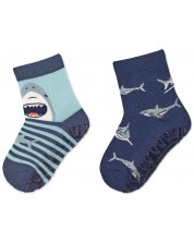 Детски чорапи със силиконова подметка Sterntaler - С акули, 19/20, 12-18 месеца, 2 чифта