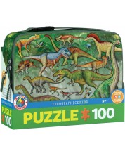 Детски пъзел Eurographics от 100 части - Кутия за обяд "Динозаври" -1