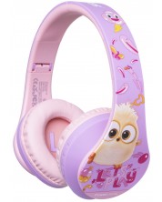 Детски слушалки PowerLocus - P2 Kids Angry Birds, безжични, розови/лилави -1
