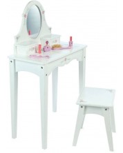 Детска дървена тоалетка Bigjigs - Със столче, бяла