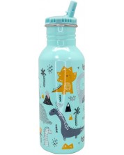 Детска бутилка със сламка Nerthus - Динозаври, 500 ml -1