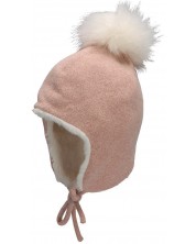 Детска зимна шапка с помпон Sterntaler - За момичета, 47 cm, 9-12 м, розова -1