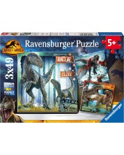 Детски пъзел Ravensburger 3 x 49 части - Господството в Джурасик свят -1