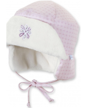Детска шапка ушанка Sterntaler - 45 cm, 6-9 месеца, розово и бяло -1