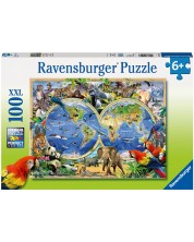 Детски пъзел Ravensburger от 100 XXL части - Животните по света -1