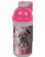 Пластмасова бутилка за вода Paso Studio Pets - 500 ml, куче със слушалки -1