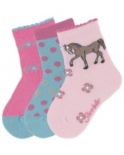 Детски чорапи за момиче Sterntaler - С пони, 27/30 размер, 5-6 години, 3 чифта -1