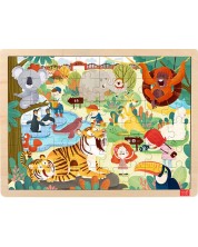 Детски дървен пъзел Toi World - Зоологическа градина, 48 части -1