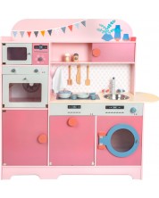 Детска кухня за игра Small Foot - розова, с аксесоари -1