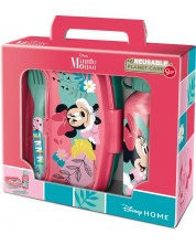 Детски комплект Stor Minnie Mouse - Бутилка, кутия за храна и прибори -1